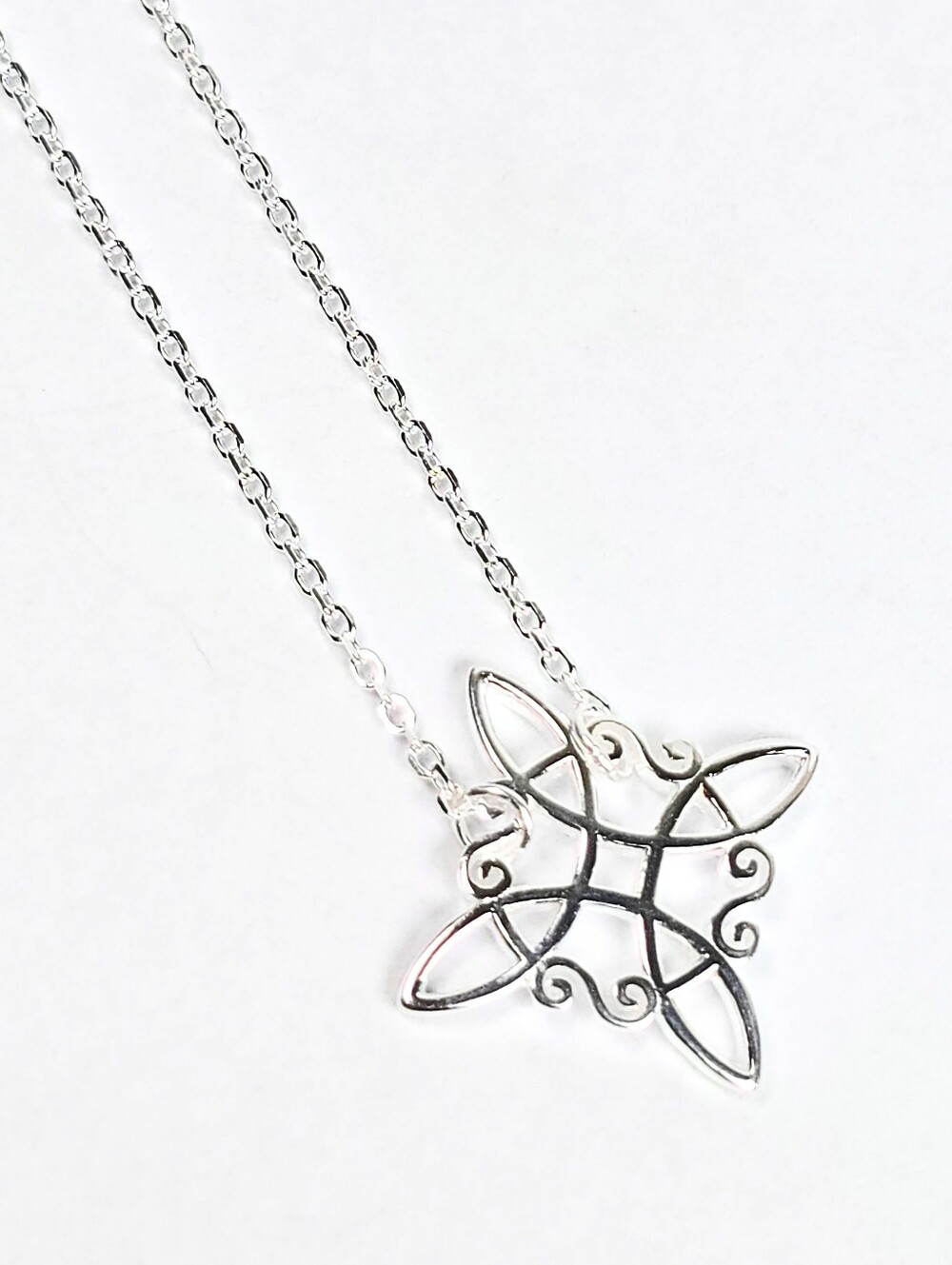 Witch Knot Celtic Necklace Pendant 925 Sterling Silver Adjust. Lucky Protection